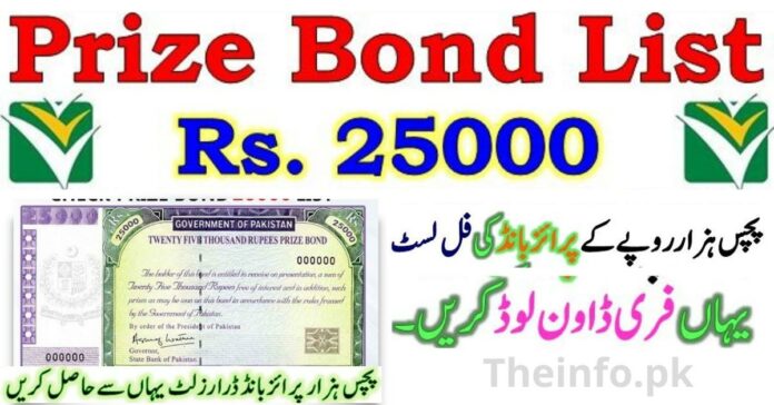 25000 Prize Bond List 2022 Online Check and download now
