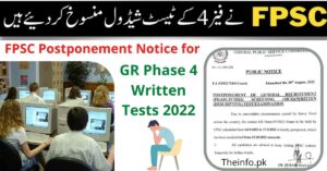 FPSC Slip Postponement Notice for GR Phase 4 Written Tests 2022 apply now