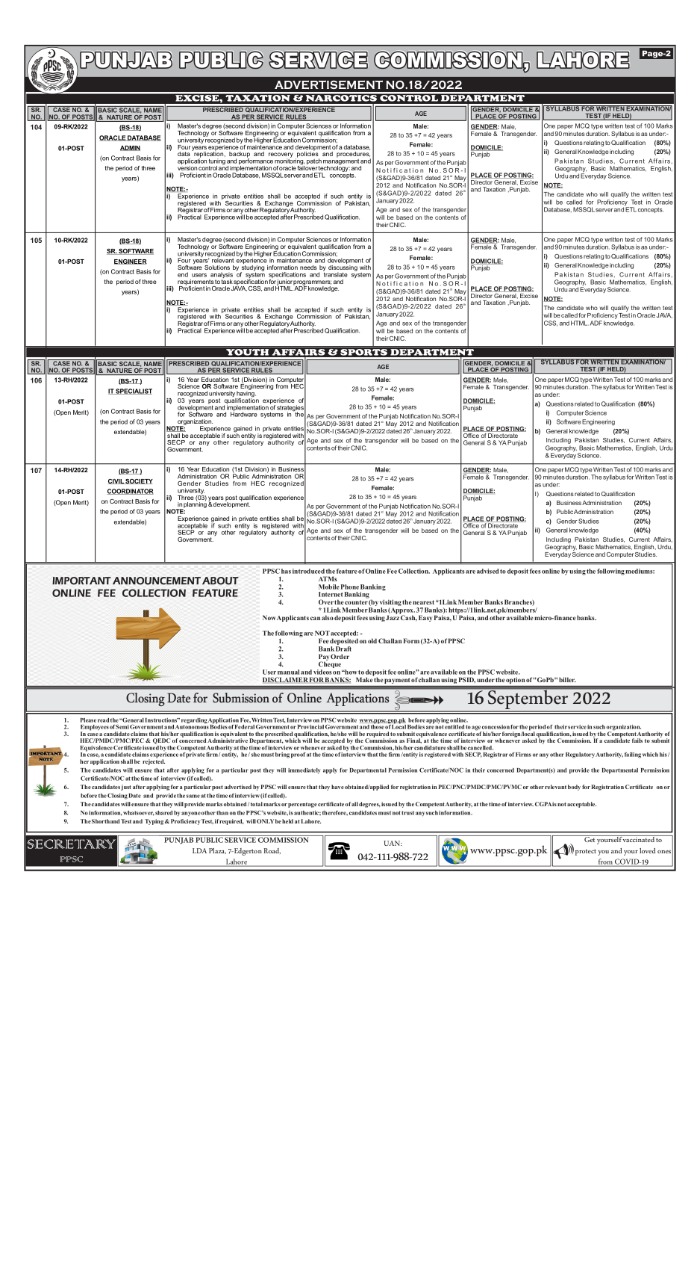 New Latest PPSC Jobs Advertisement No 18/2022 Apply Online