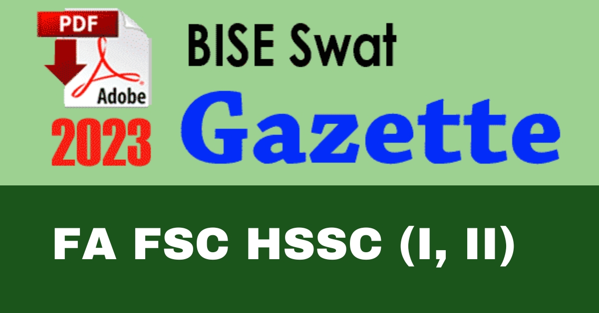 BISE Swat Board HSSC 12th Result Gazette 2023 Download In PDF