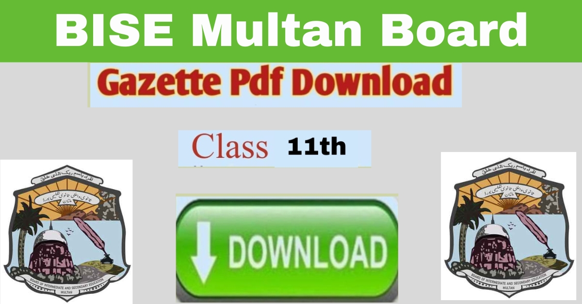 BISE Multan Board 11th Class Result Gazette 2023 PDF Downlaod