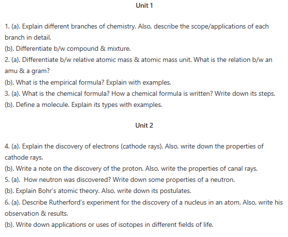 Chemistry Guess Paper 2025 PDF 9th Class